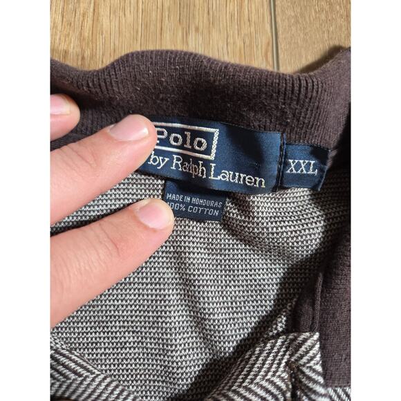 Vintage Polo Ralph Lauren Golf Herringbone Polo Shirt XXL Gray Black Classic - Picture 5 of 9